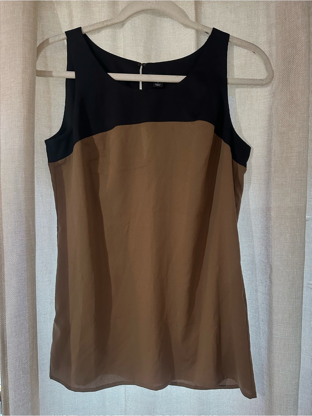 Ann Taylor Black and Brown Colorblock Sleeveless Top size 2